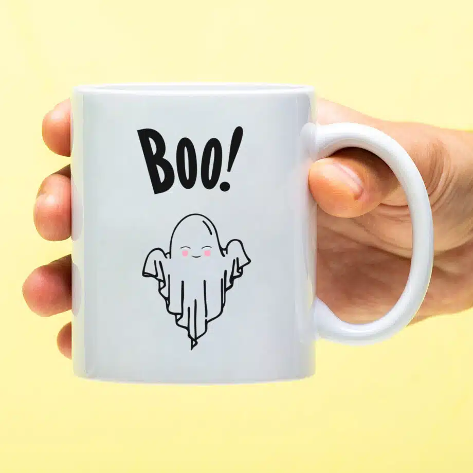 Mok met Tekst ‘’Boo!’’ | Materiaal: Keramiek | 33 cl | Mok met Tekst | Koffie Mok | Grappige Cadeau |  Vaatwasser bestendig | Humor | Mok met grappige tekst