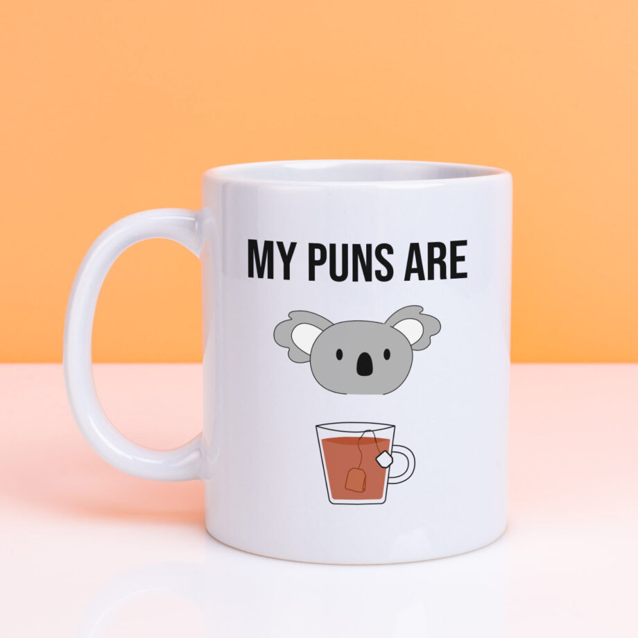 Mok met Tekst ‘’My puns are’’ | Materiaal: Keramiek | 33 cl | Mok met Tekst | Koffie Mok | Grappige Cadeau |  Vaatwasser bestendig | Humor | Mok met grappige tekst