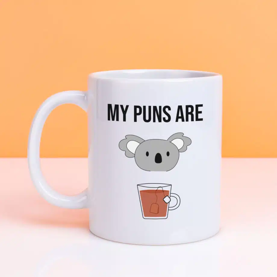 Mok met Tekst ‘’My puns are’’ | Materiaal: Keramiek | 33 cl | Mok met Tekst | Koffie Mok | Grappige Cadeau |  Vaatwasser bestendig | Humor | Mok met grappige tekst