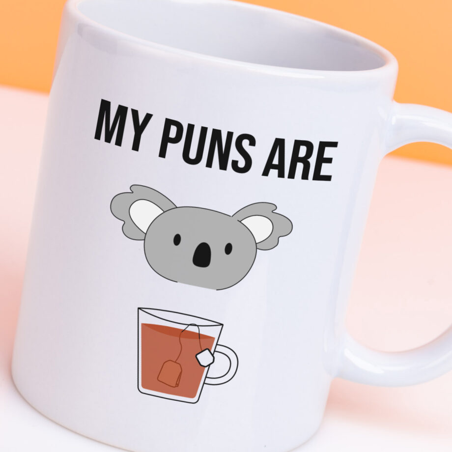 Mok met Tekst ‘’My puns are’’ | Materiaal: Keramiek | 33 cl | Mok met Tekst | Koffie Mok | Grappige Cadeau |  Vaatwasser bestendig | Humor | Mok met grappige tekst