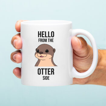 Mok met Tekst ‘’Hello from the otter side’’ | Materiaal: Keramiek | 33 cl | Mok met Tekst | Koffie Mok | Grappige Cadeau | Vaatwasser bestendig | Humor | Mok met grappige tekst
