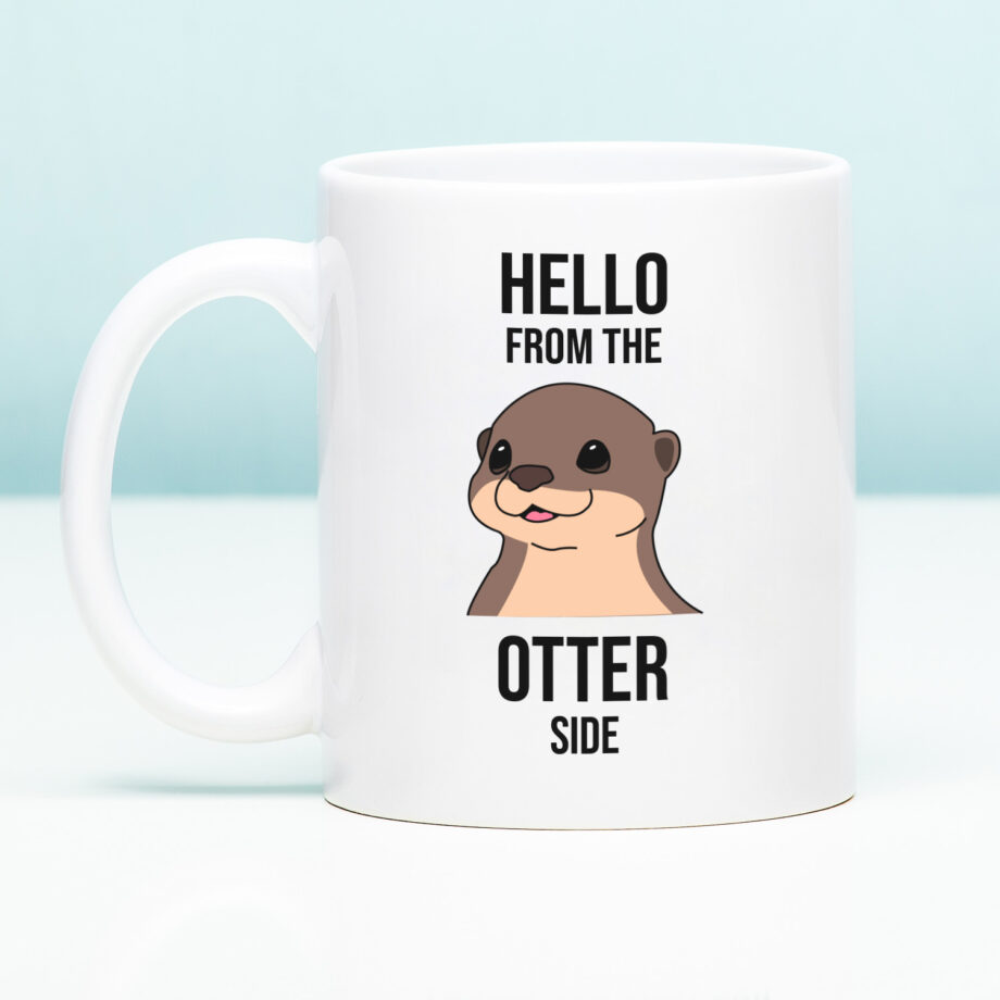 Mok met Tekst ‘’Hello from the otter side’’ | Materiaal: Keramiek | 33 cl | Mok met Tekst | Koffie Mok | Grappige Cadeau | Vaatwasser bestendig | Humor | Mok met grappige tekst
