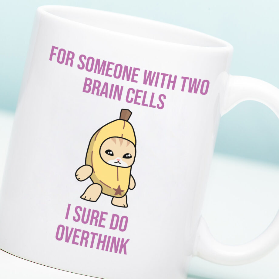 Mok met Tekst ‘’For someone with two brain cells’’ | Materiaal: Keramiek | 33 cl | Mok met Tekst | Koffie Mok | Grappige Cadeau |  Vaatwasser bestendig | Humor | Mok met grappige tekst