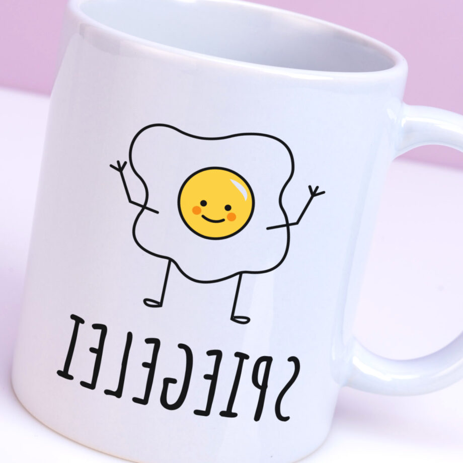 Mok met Tekst ‘’Spiegelei’’ | Materiaal: Keramiek | 33 cl | Mok met Tekst | Koffie Mok | Grappige Cadeau |  Vaatwasser bestendig | Humor | Mok met grappige tekst