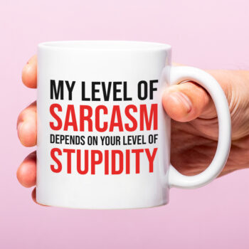 Mok met Tekst ‘’My level of sarcasm’’ | Materiaal: Keramiek | 33 cl | Mok met Tekst | Koffie Mok | Grappige Cadeau |  Vaatwasser bestendig | Humor | Mok met grappige tekst