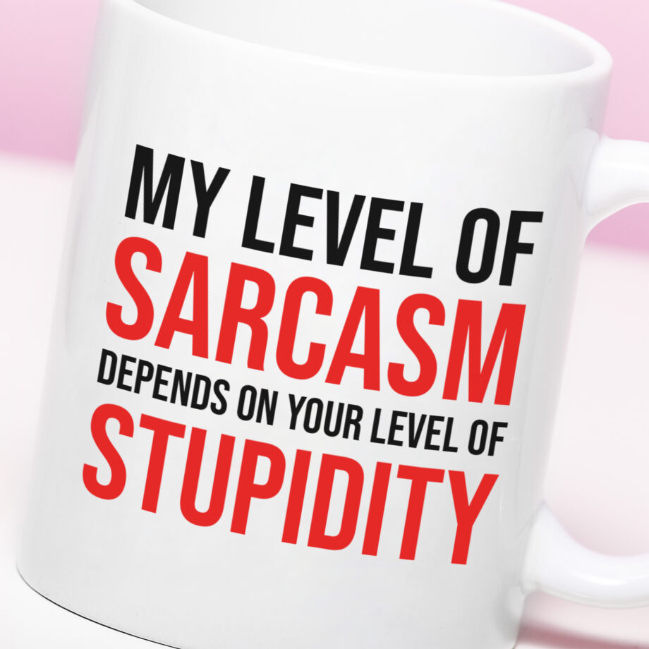 Mok met Tekst ‘’My level of sarcasm’’ | Materiaal: Keramiek | 33 cl | Mok met Tekst | Koffie Mok | Grappige Cadeau |  Vaatwasser bestendig | Humor | Mok met grappige tekst