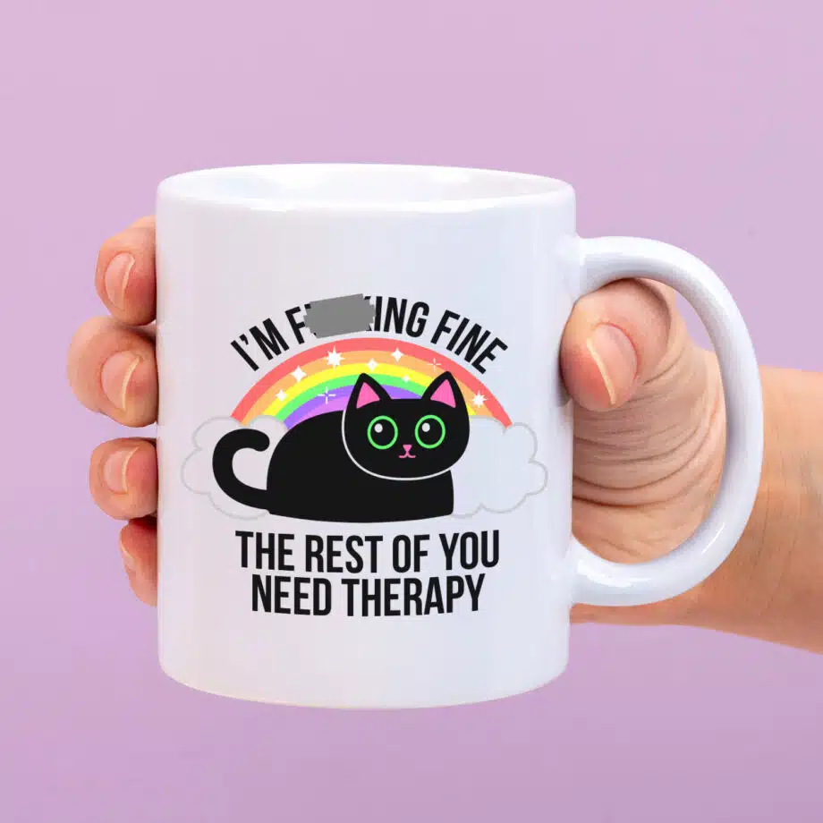 Mok met Tekst ‘’I'm Fucking fine’’ | Materiaal: Keramiek | 33 cl | Mok met Tekst | Koffie Mok | Grappige Cadeau |  Vaatwasser bestendig | Humor | Mok met grappige tekst