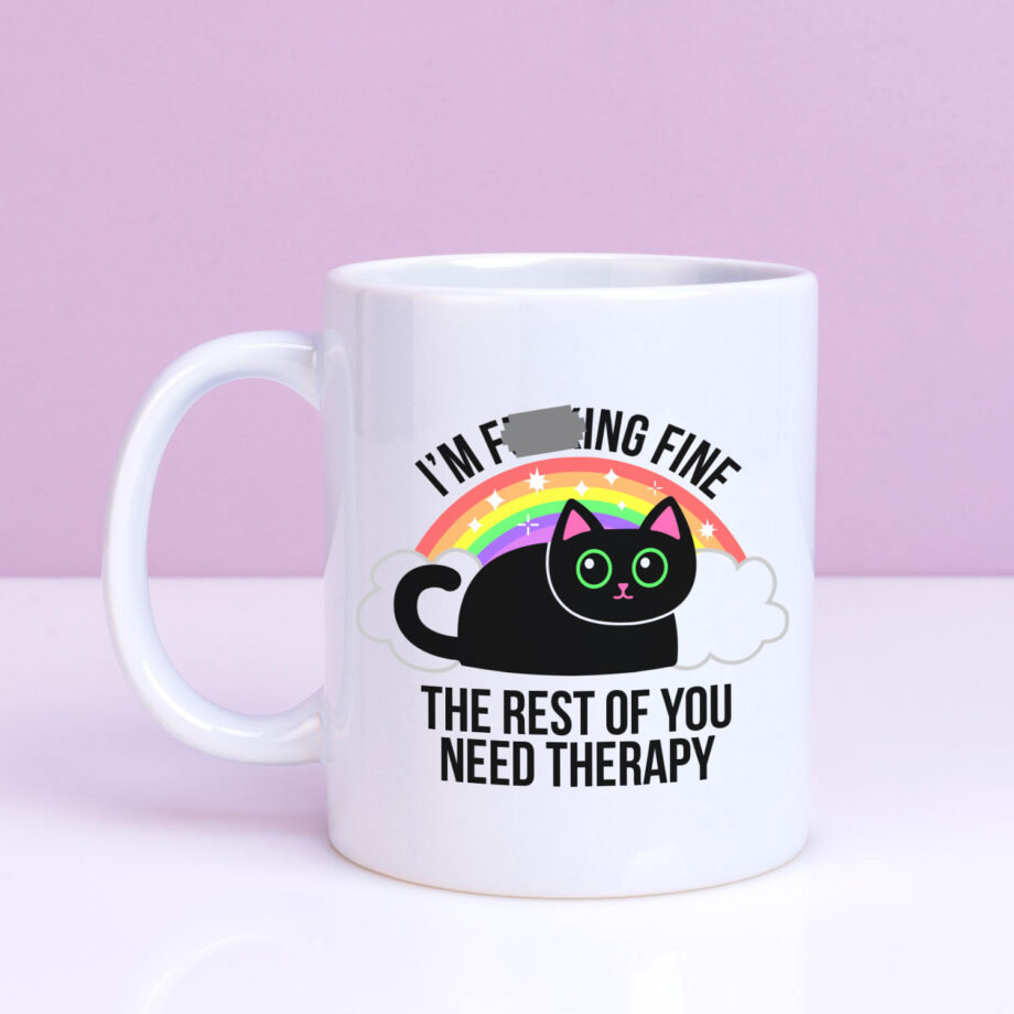 Mok met Tekst ‘’I'm Fucking fine’’ | Materiaal: Keramiek | 33 cl | Mok met Tekst | Koffie Mok | Grappige Cadeau |  Vaatwasser bestendig | Humor | Mok met grappige tekst
