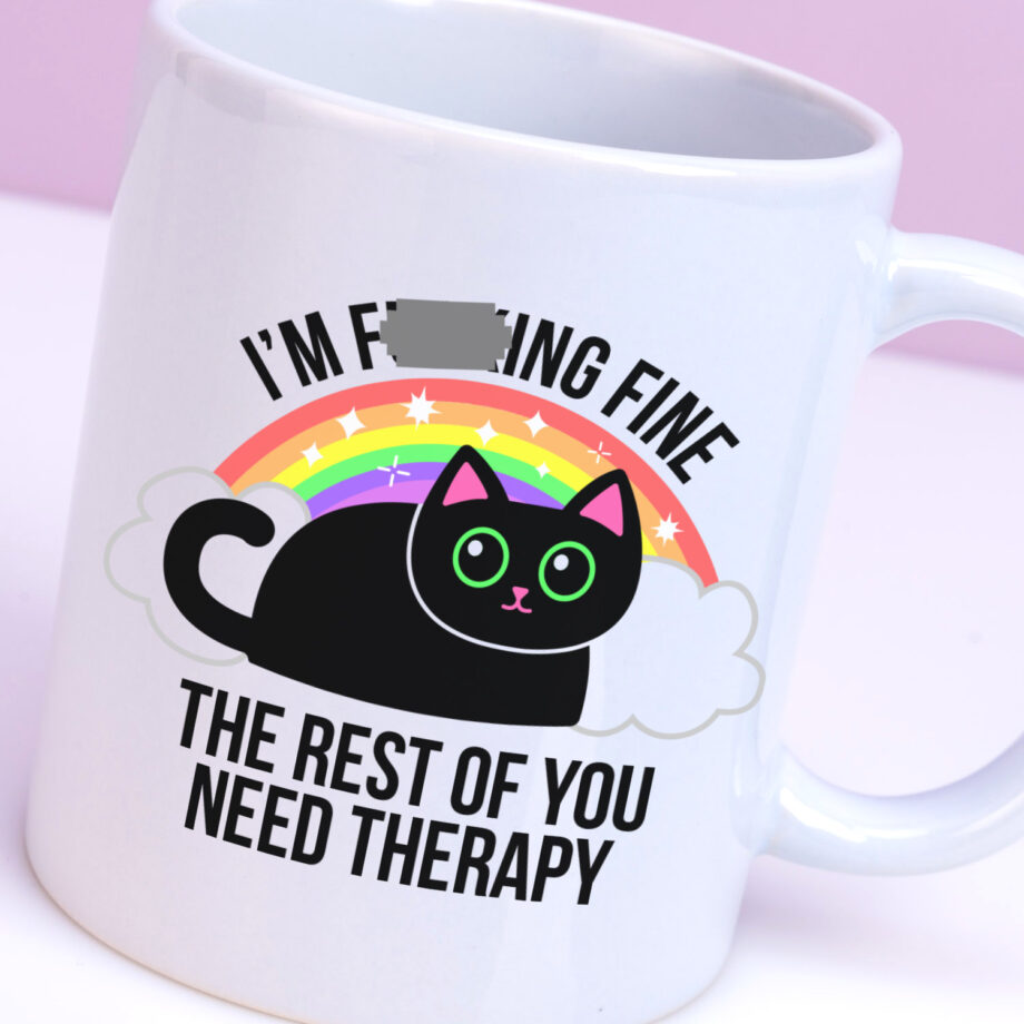 Mok met Tekst ‘’I'm Fucking fine’’ | Materiaal: Keramiek | 33 cl | Mok met Tekst | Koffie Mok | Grappige Cadeau |  Vaatwasser bestendig | Humor | Mok met grappige tekst