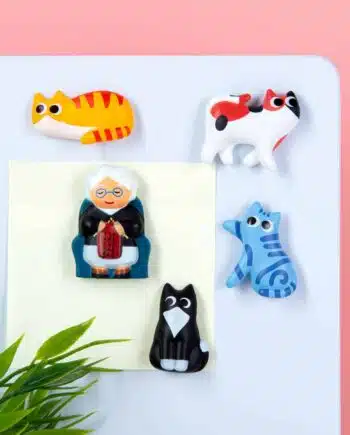 Kattenvrouwtje magneten (set van 5)