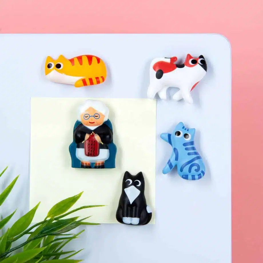 Kattenvrouwtje magneten (set van 5)