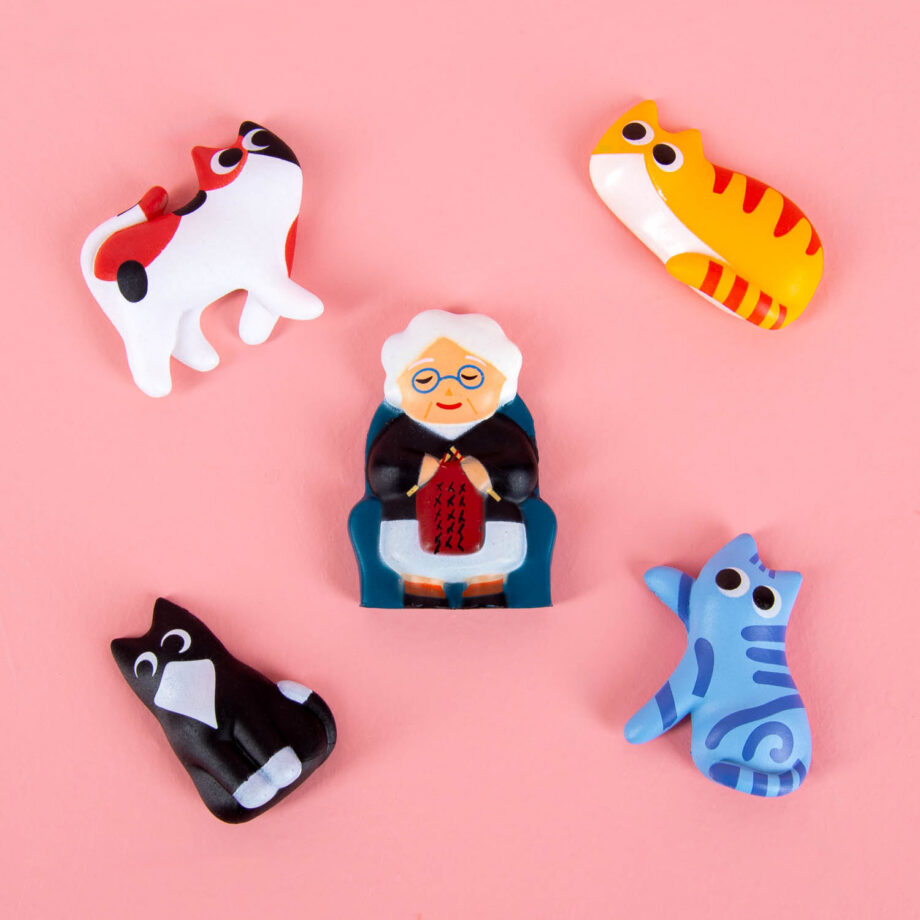Kattenvrouwtje magneten (set van 5)