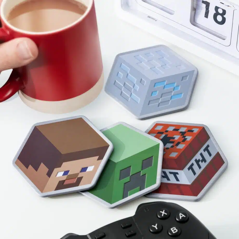 Minecraft Metalen onderzetters (set van 4)