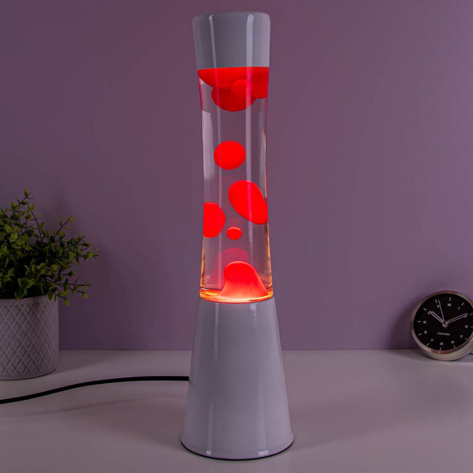Lavalamp wit met rode lava