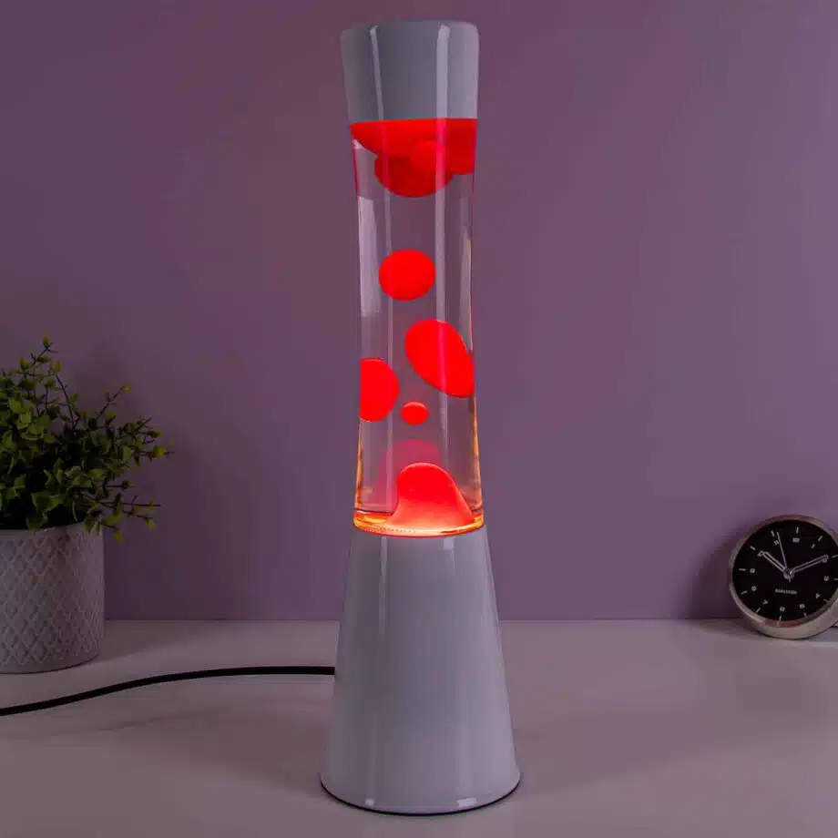 Lavalamp wit met rode lava