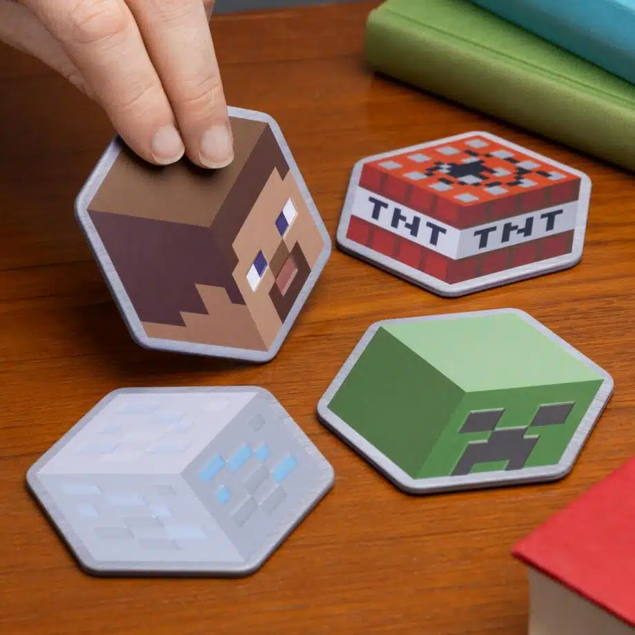 Minecraft Metalen onderzetters (set van 4)