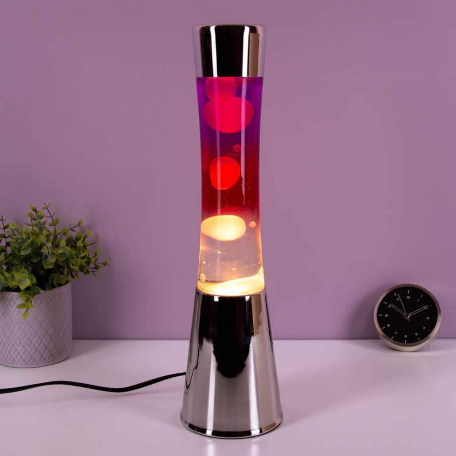 Lavalamp chroom met gekleurd glas