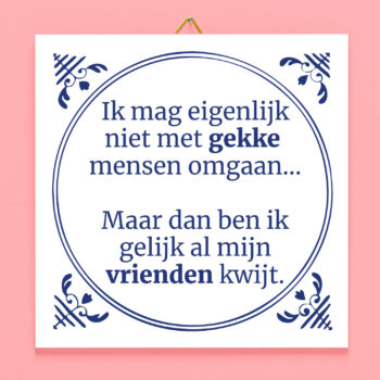 Tegeltje Ik mag eigenlijk niet met gekke mensen omgaan