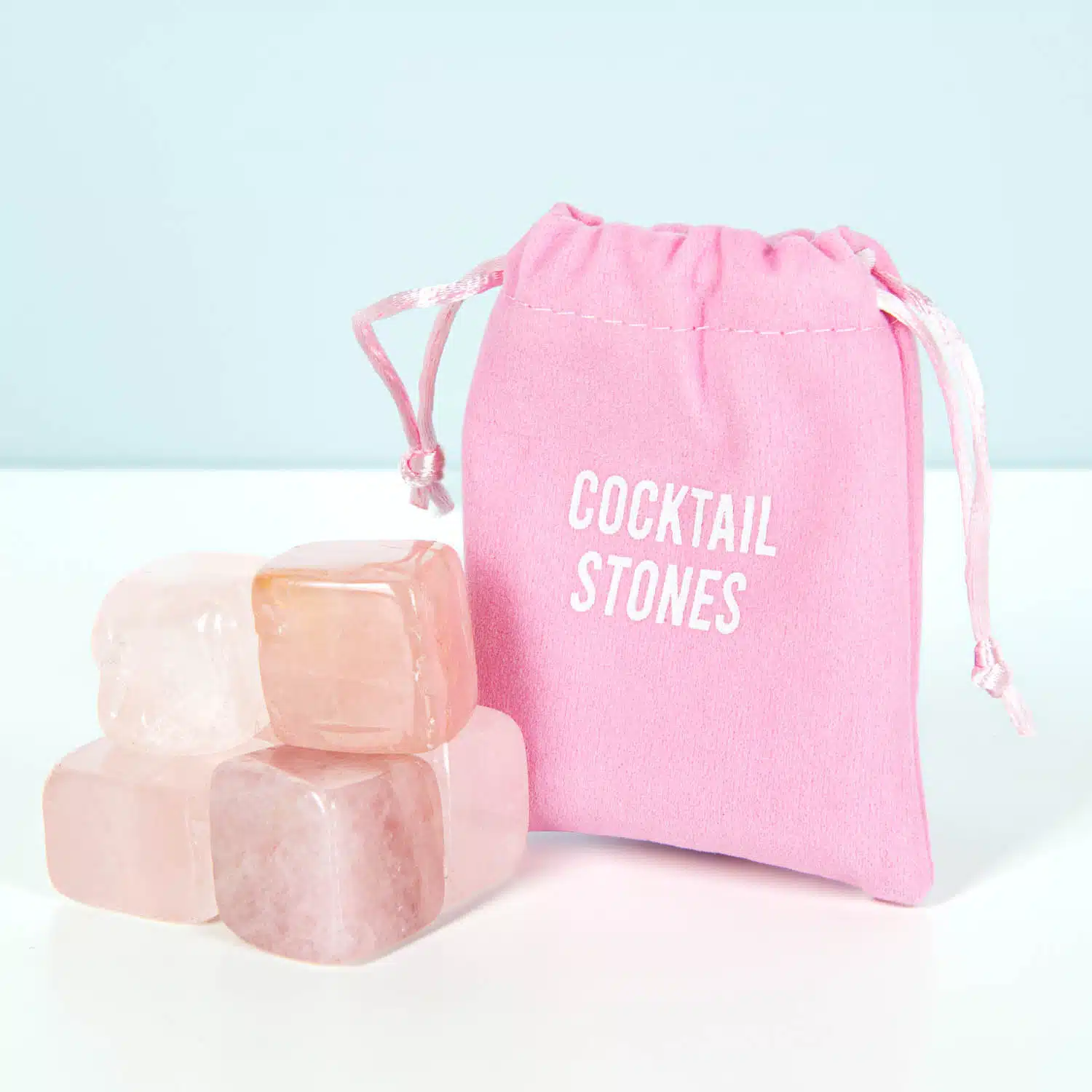 Cocktail koelstenen van rozenkwarts (set van 6)
