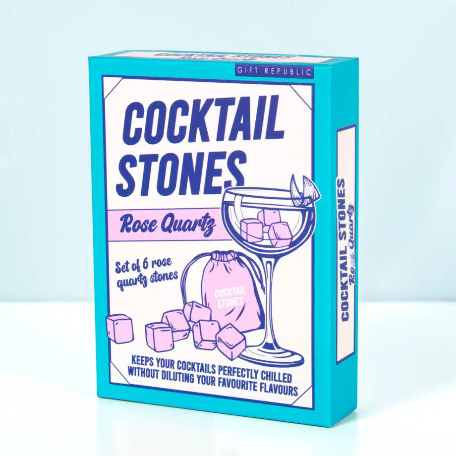 Cocktail koelstenen van rozenkwarts (set van 6)