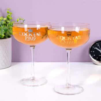 Cocktail king & queen glazen (set van 2)