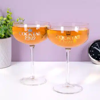 Cocktail king & queen glazen (set van 2)
