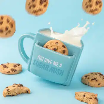 Mok met koekvakje - You Give Me A Sugar Rush (blauw)