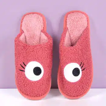 Roze sloffen met ogen