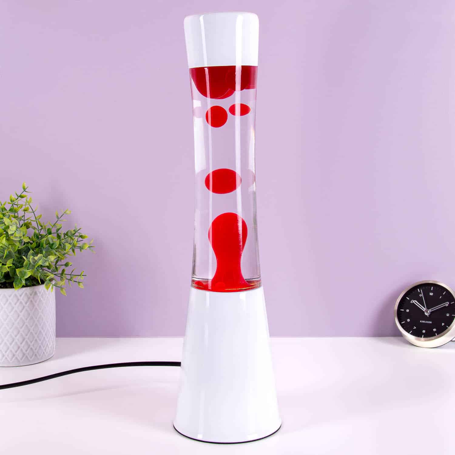 Lavalamp wit met rode lava