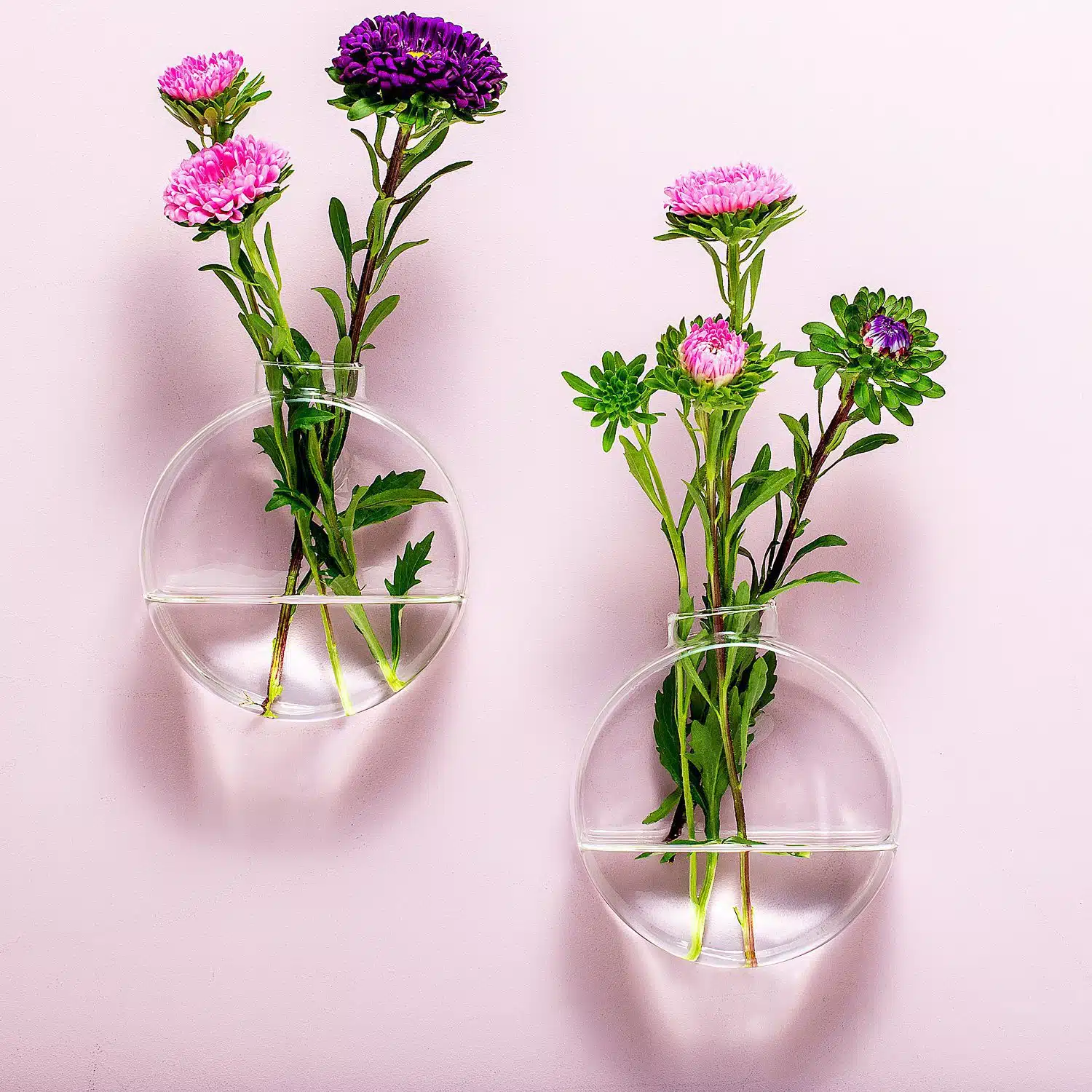 Glazen muurvaasjes (set van 2) - Rond