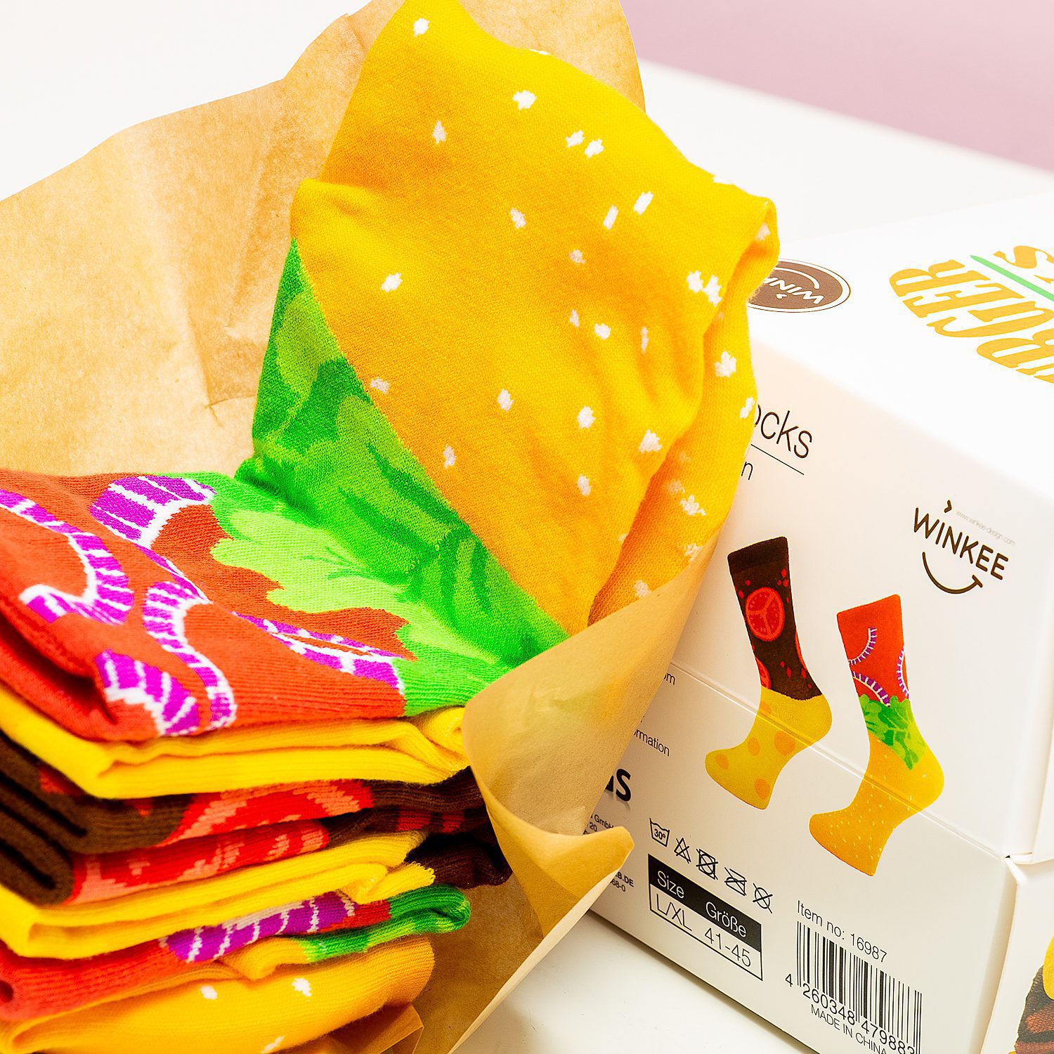 Hamburger sokken in doosje (set van 2)