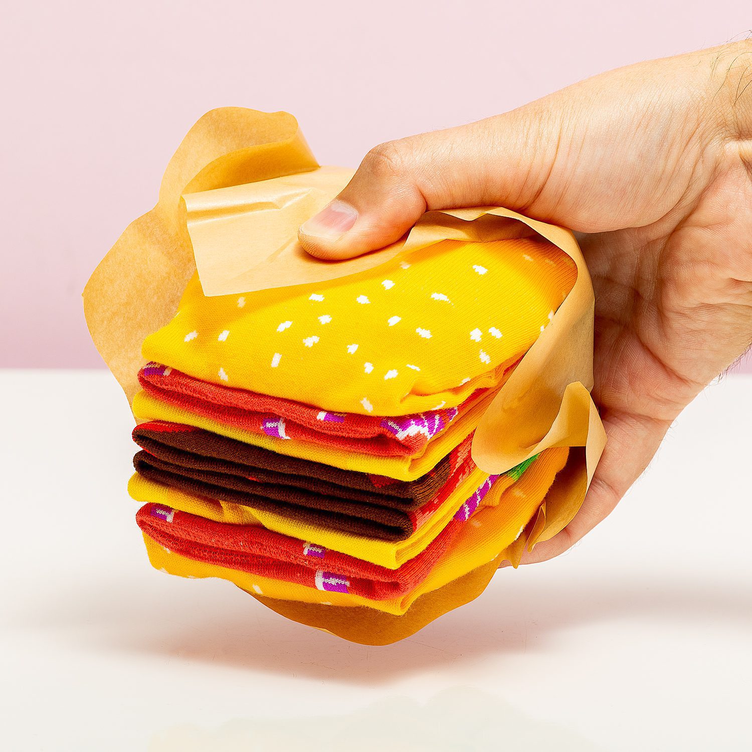 Hamburger sokken in doosje (set van 2)