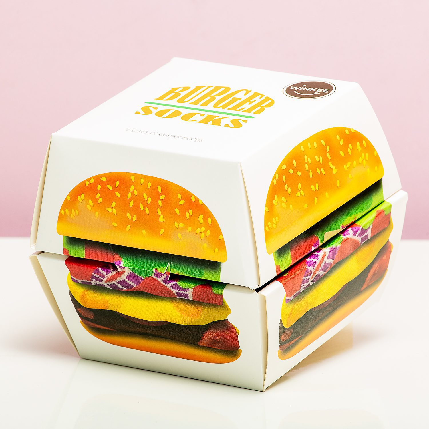 Hamburger sokken in doosje (set van 2)