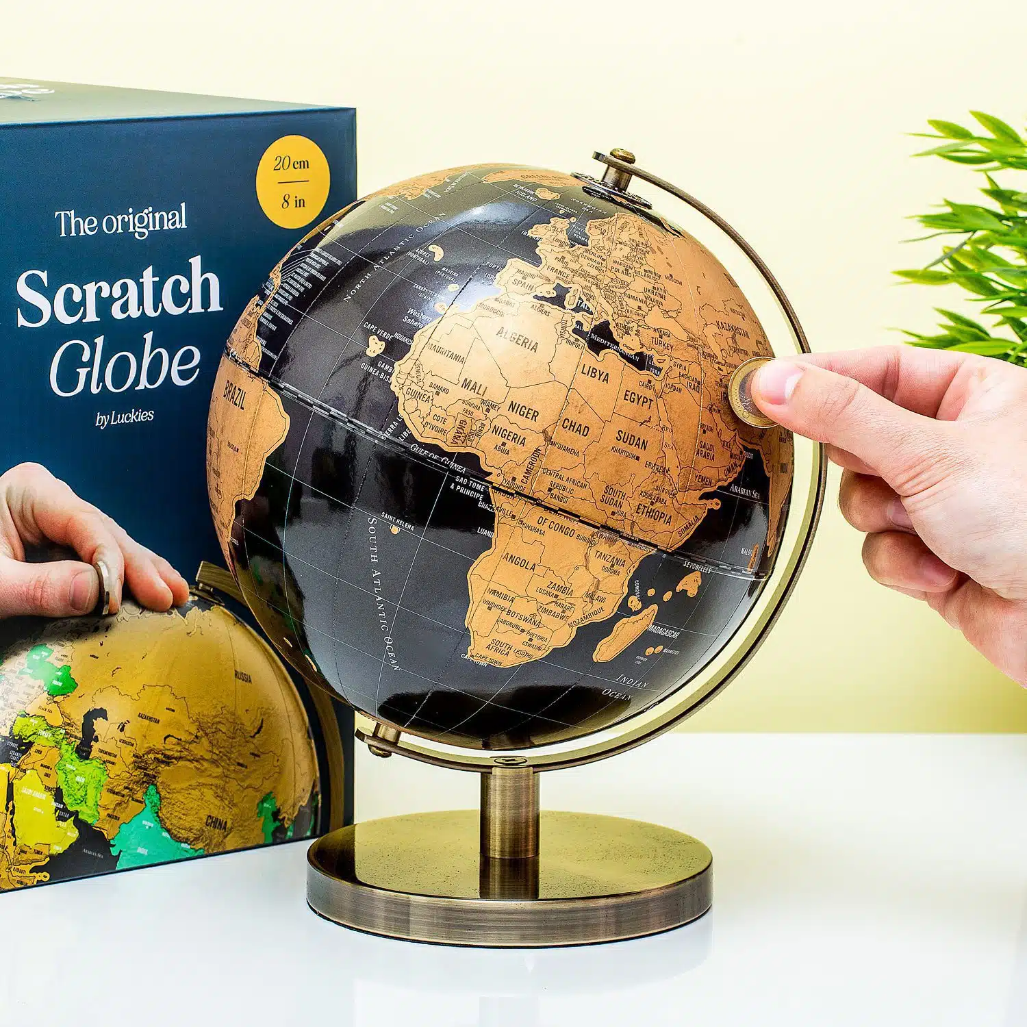 Wereldbol met krasfolie