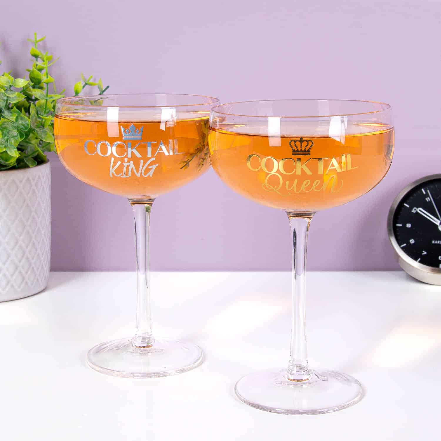 Cocktail king & queen glazen (set van 2)