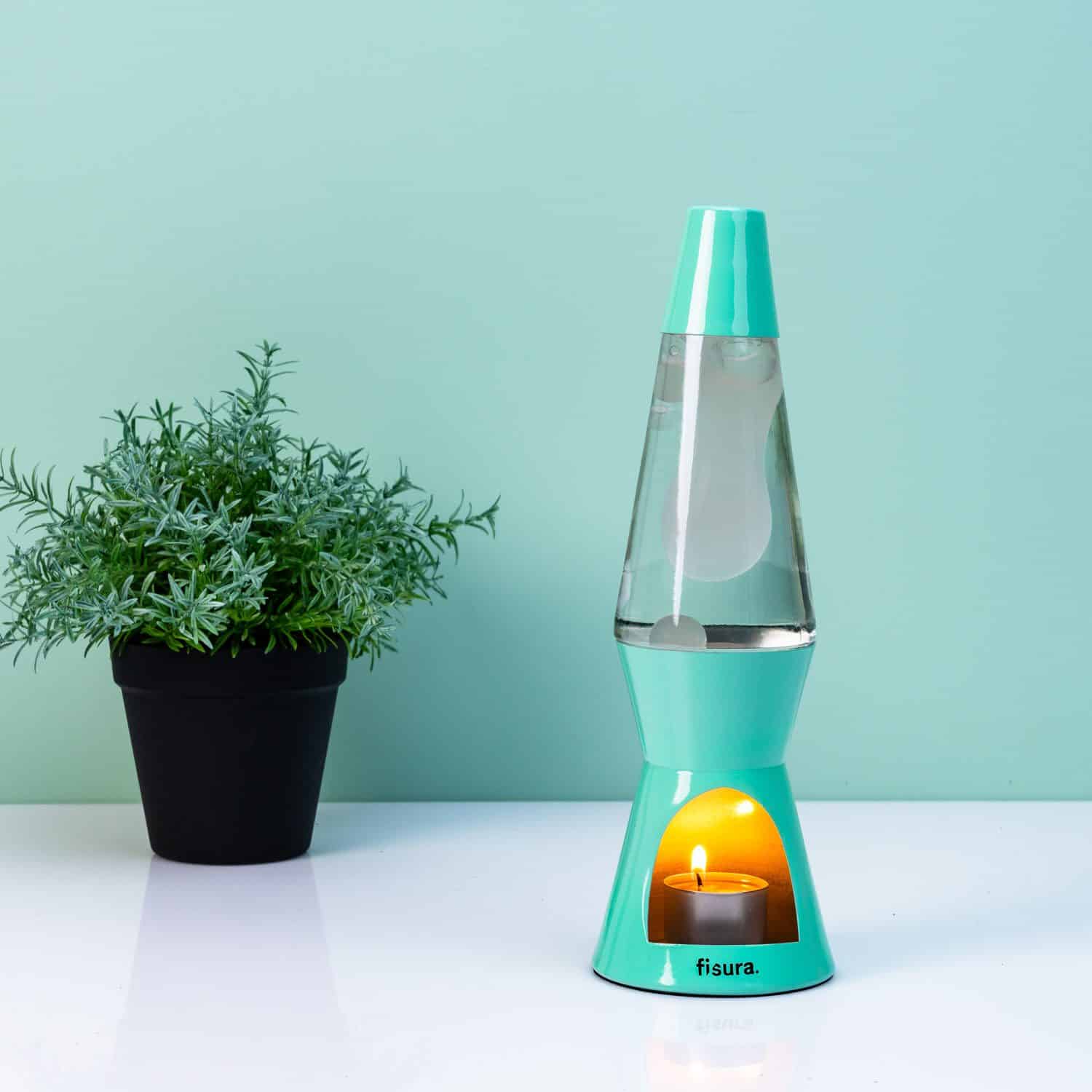 Waxinelicht lavalamp - Mint met witte lava