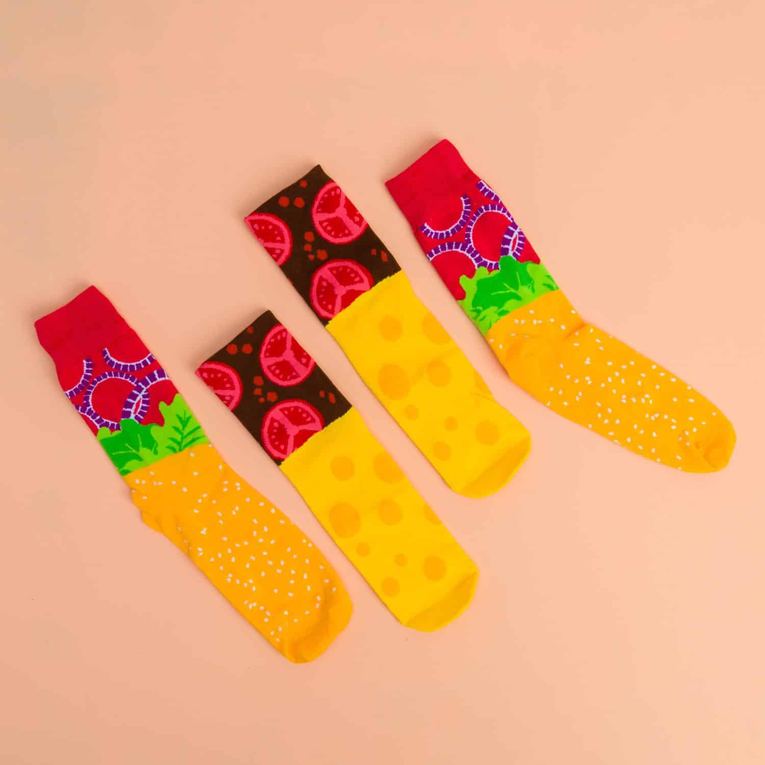 Hamburger sokken in doosje (set van 2)