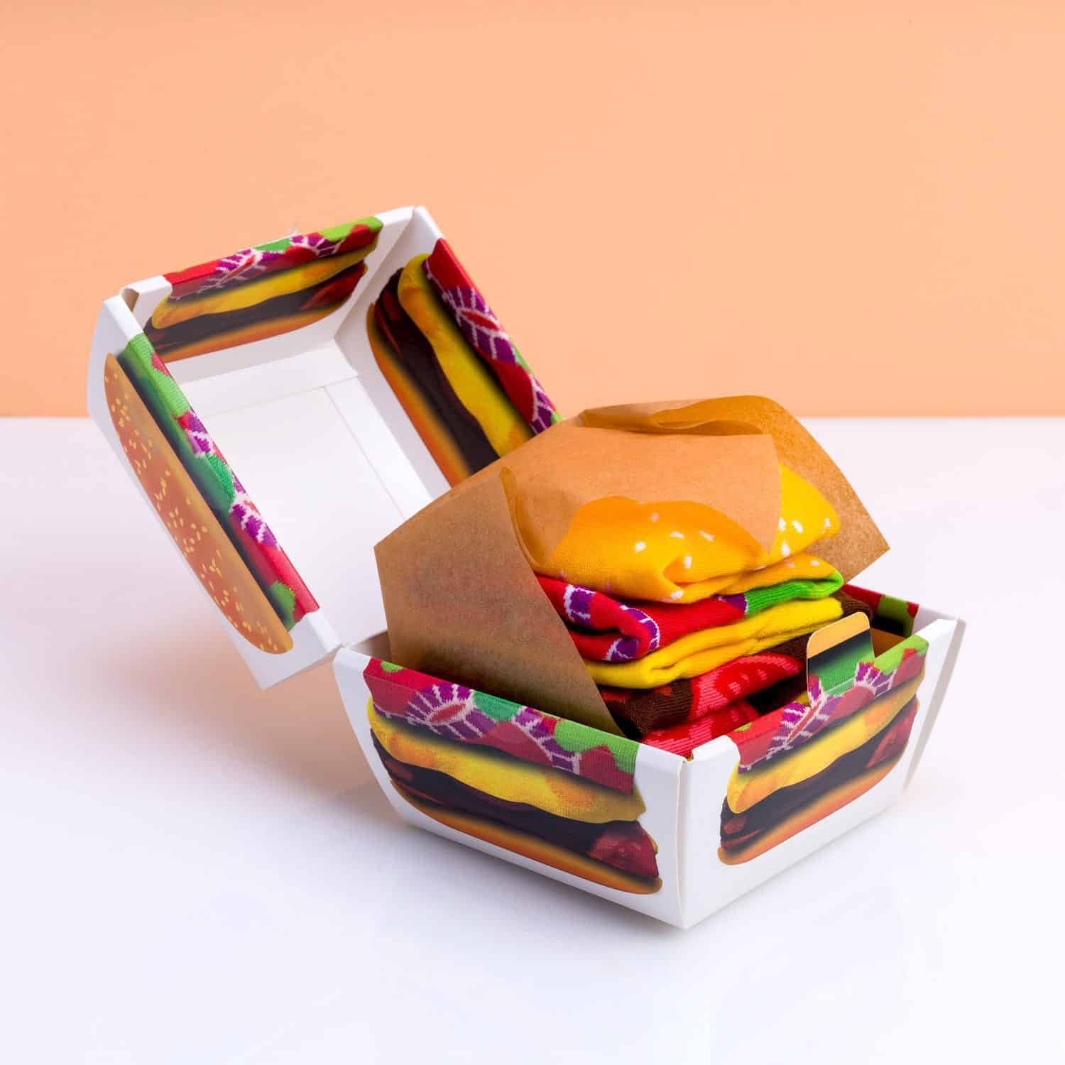 Hamburger sokken in doosje (set van 2)