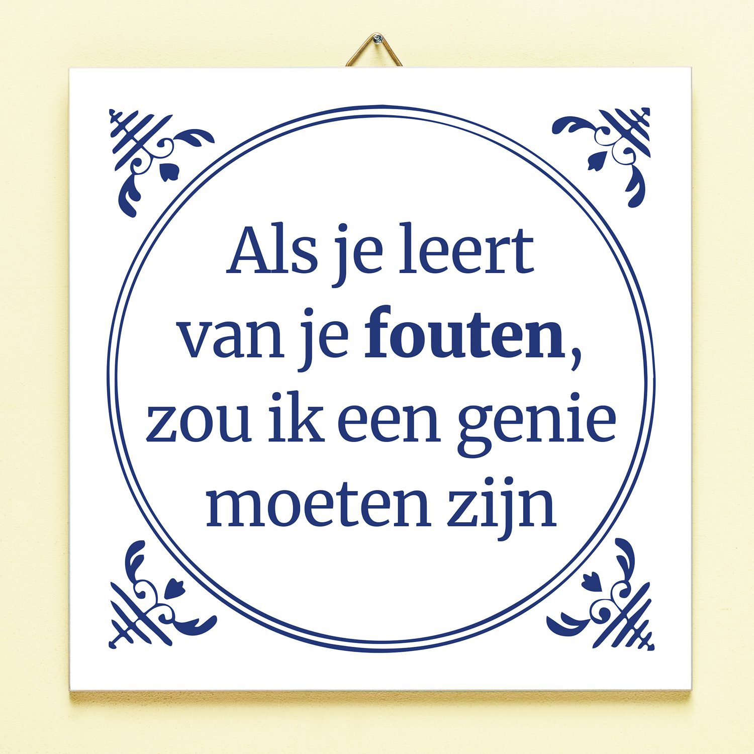 Tegeltje Leren van je fouten