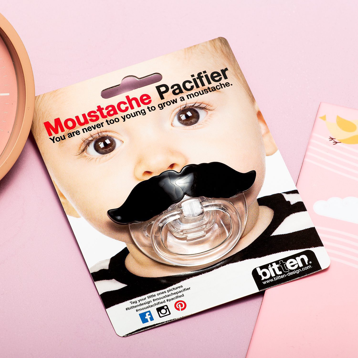 Fopspeen met snor - Zwart (borstelig)