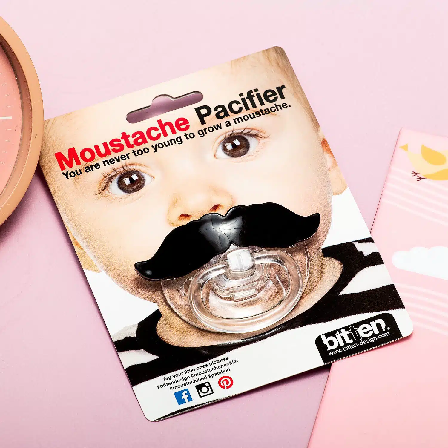 Fopspeen met snor - Zwart (borstelig)