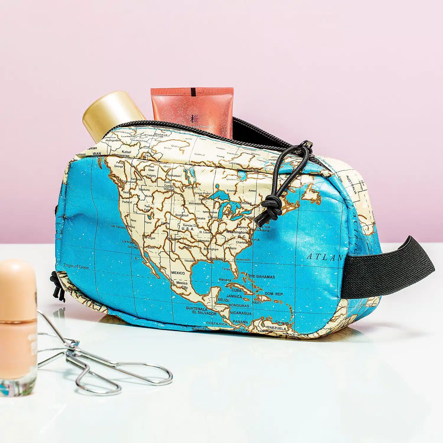 Wereldkaart toilettas