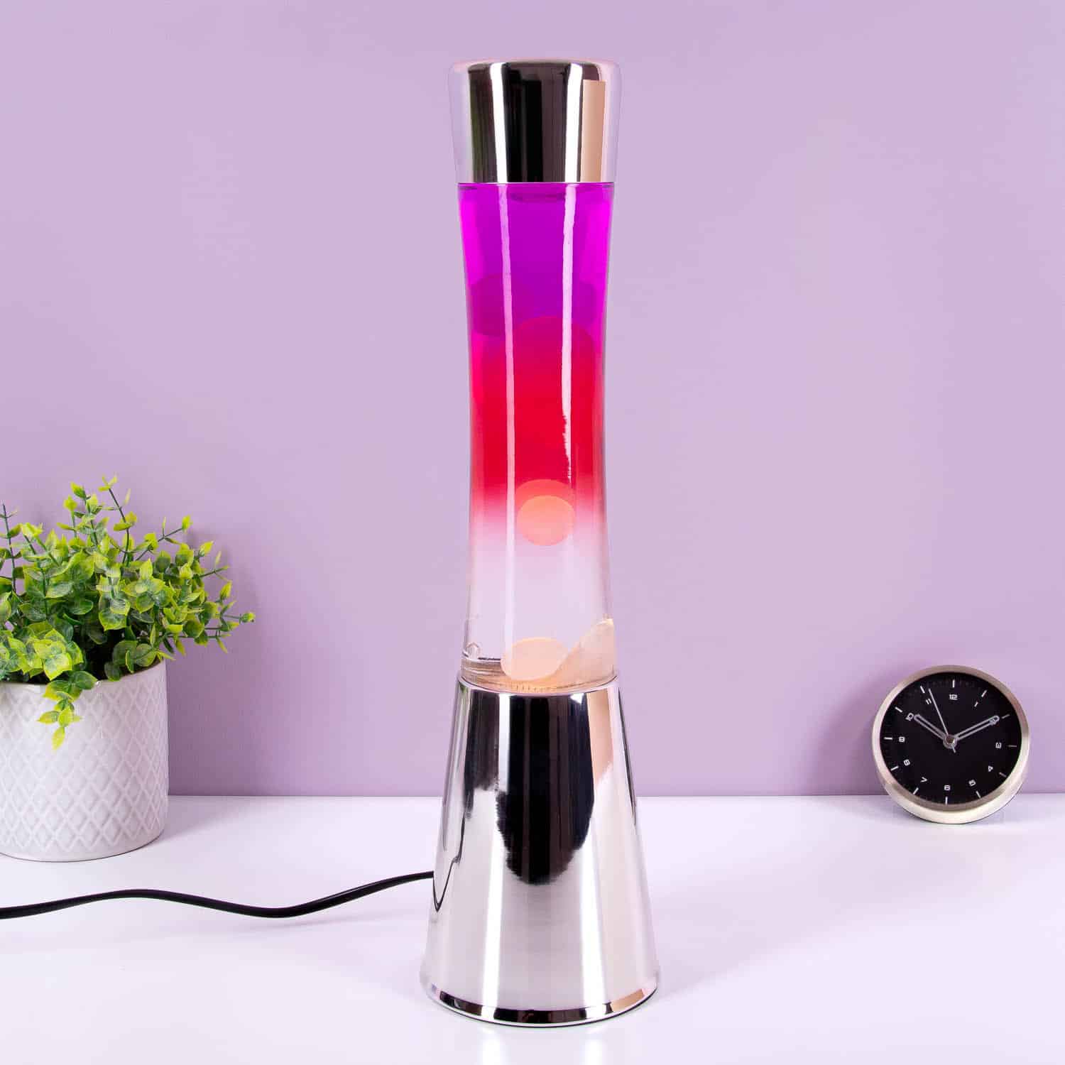 Lavalamp chroom met gekleurd glas
