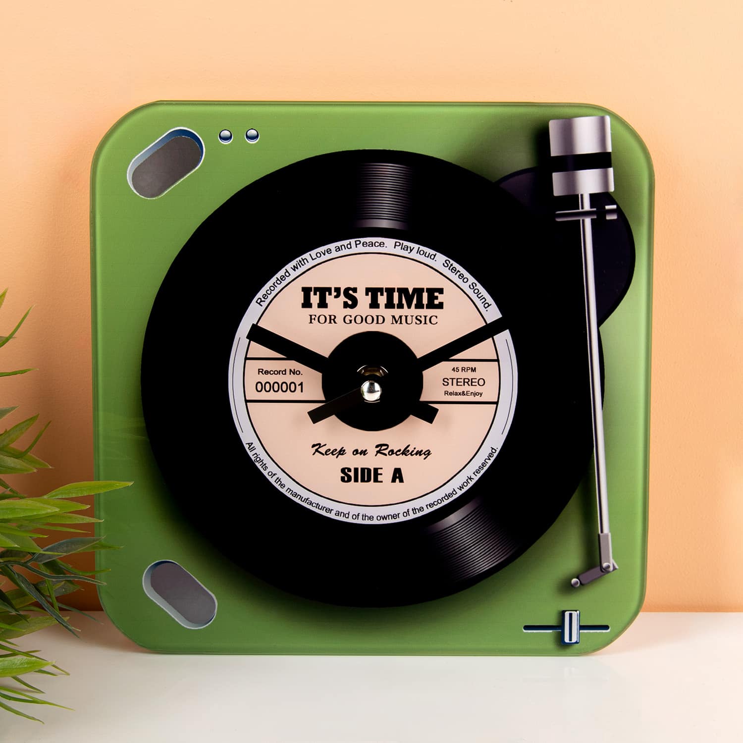 Retro platenspeler klok