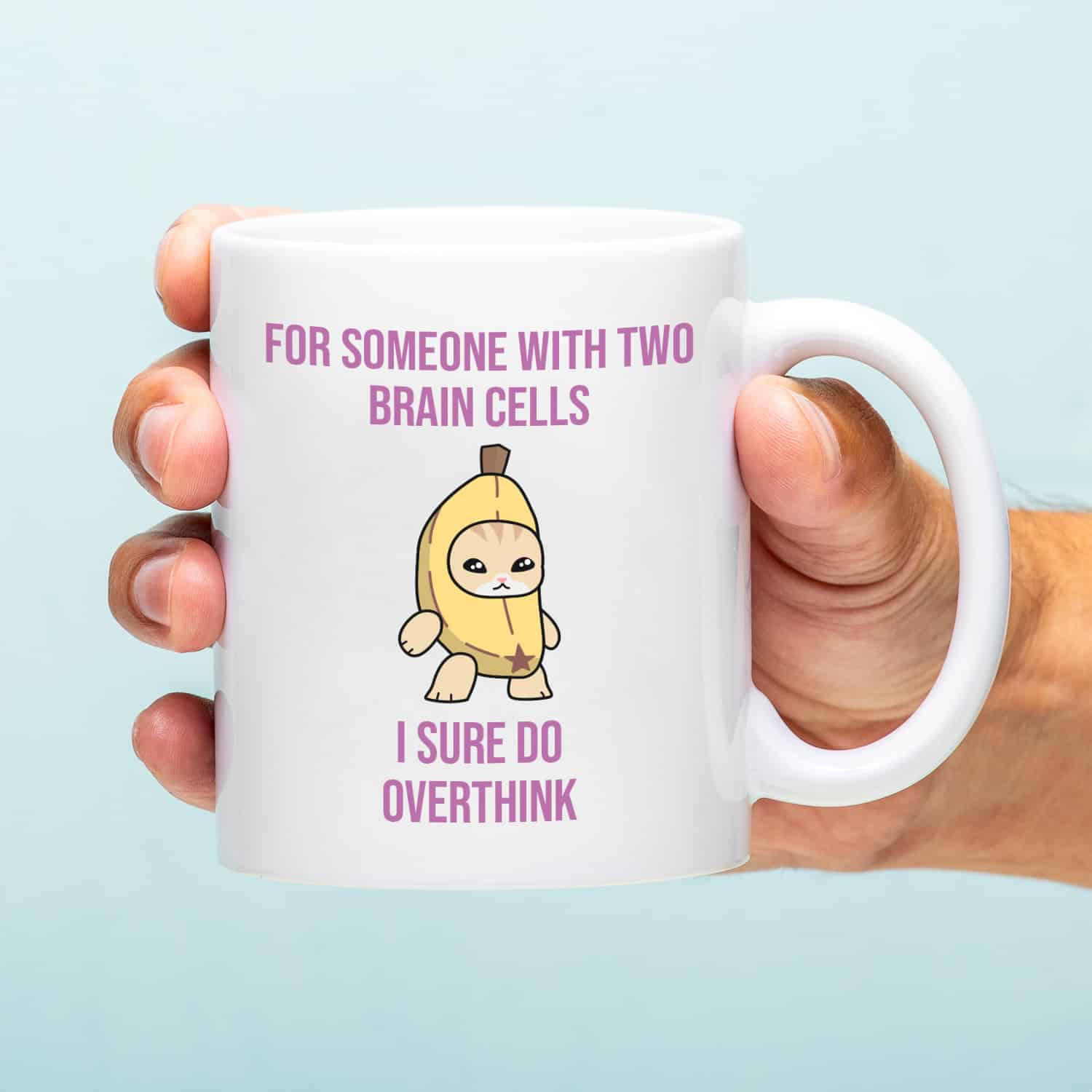 Mok met Tekst ‘’For someone with two brain cells’’ | Materiaal: Keramiek | 33 cl | Mok met Tekst | Koffie Mok | Grappige Cadeau | Vaatwasser bestendig | Humor | Mok met grappige tekst