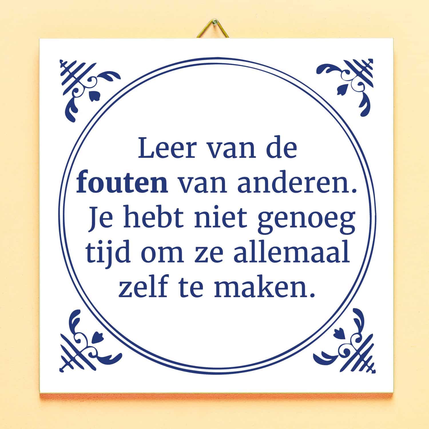 Tegeltje Leer van de fouten van anderen
