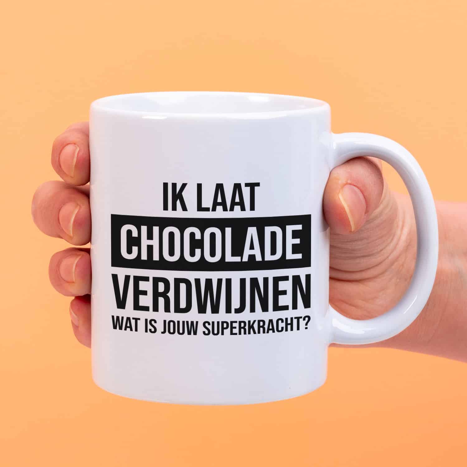 Mok Ik laat chocolade verdwijnen