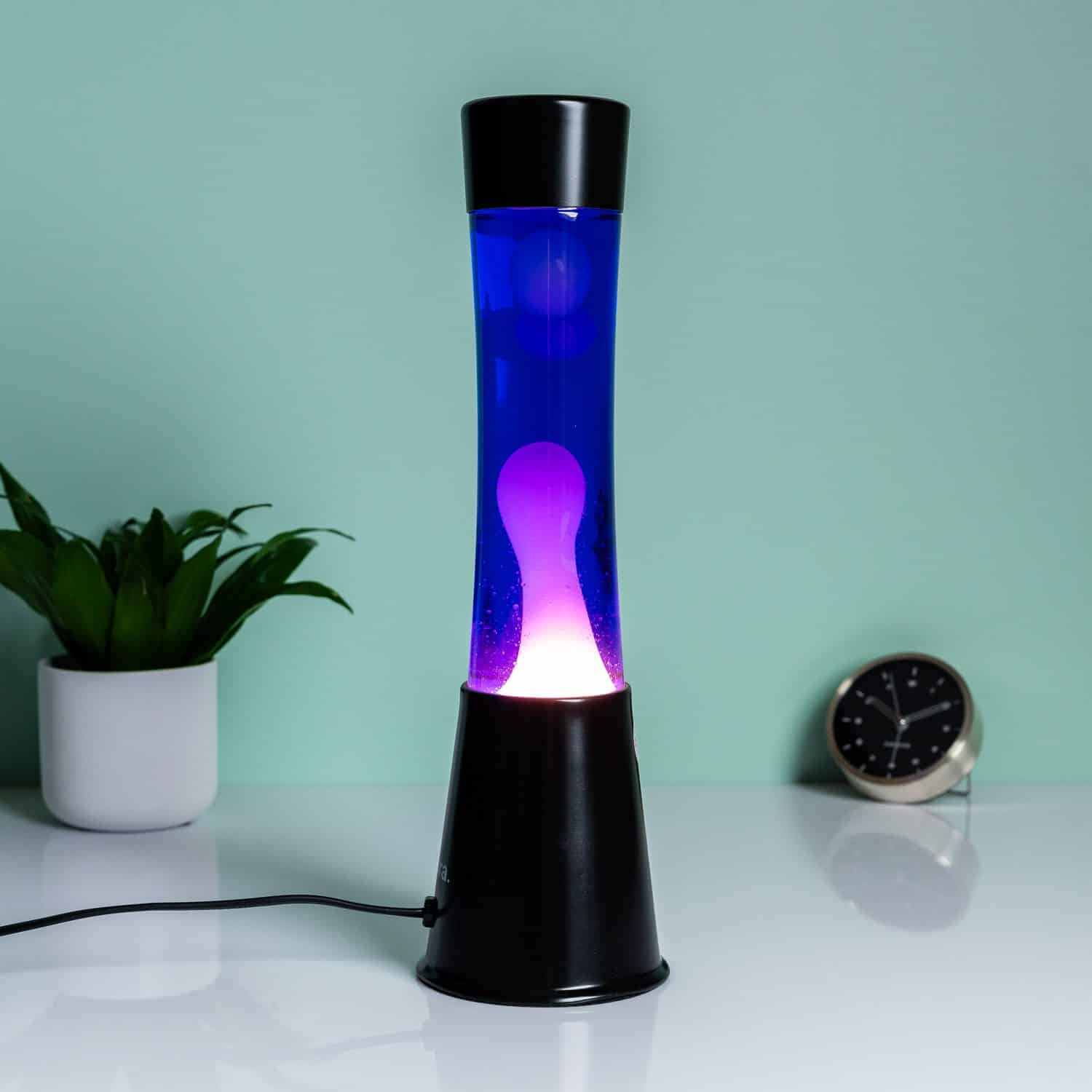 Lavalamp zwart met paarse vloeistof
