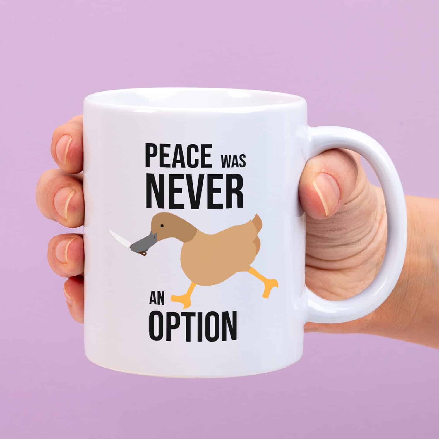 Mok met Tekst ‘’Peace was never an option’’ | Materiaal: Keramiek | 33 cl | Mok met Tekst | Koffie Mok | Grappige Cadeau | Vaatwasser bestendig | Humor | Mok met grappige tekst
