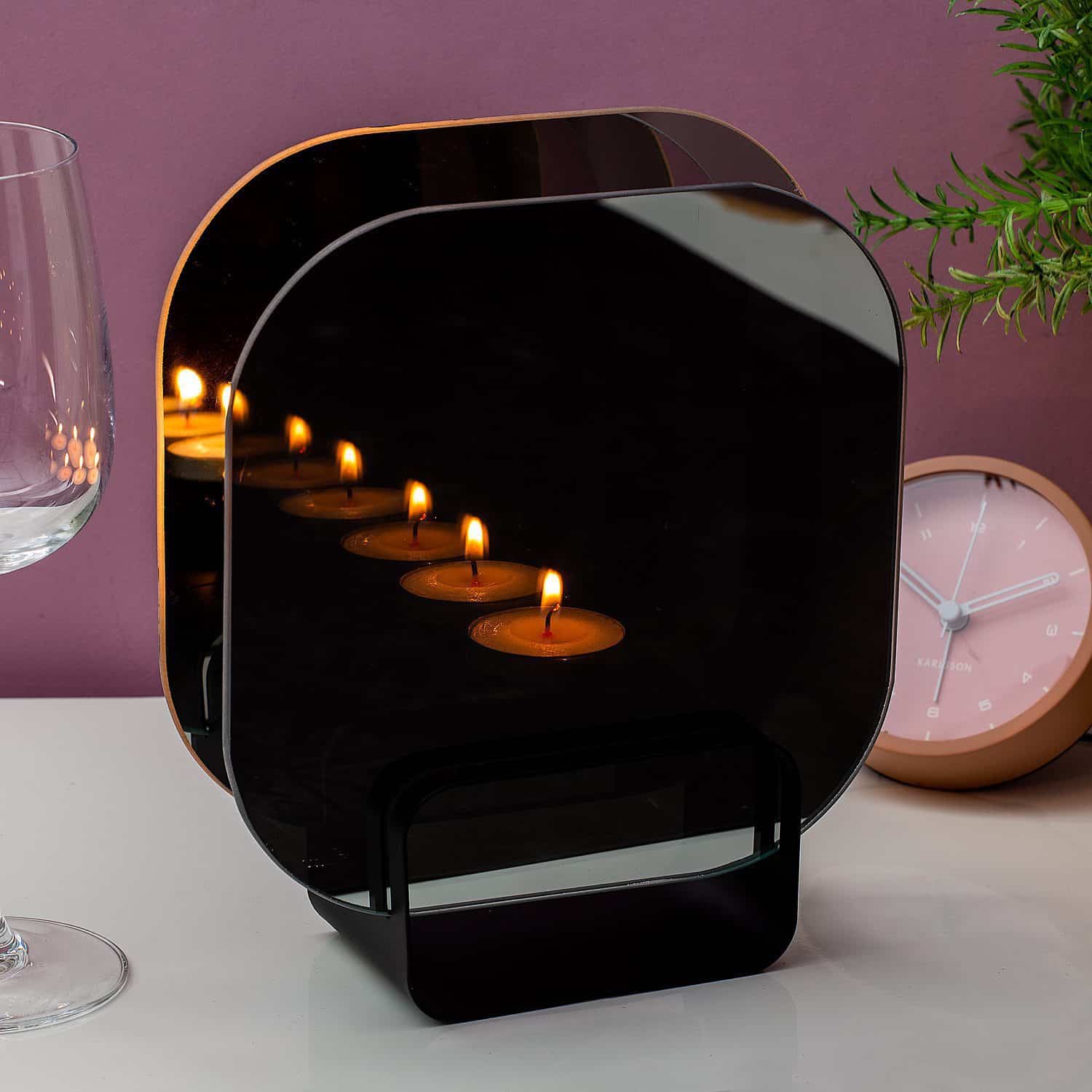 Zwarte infinity waxinelichthouder